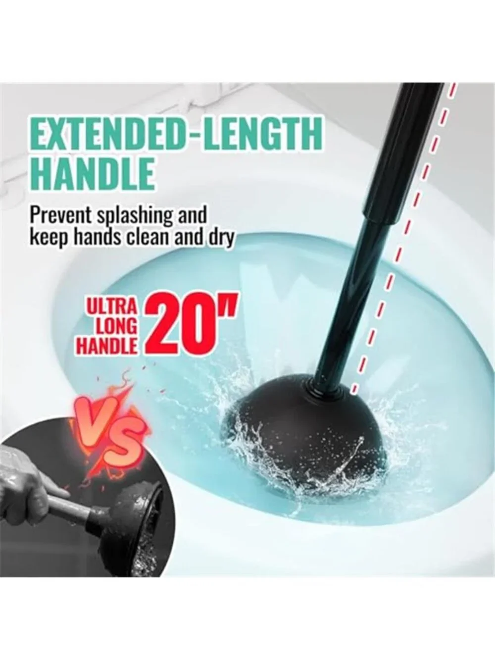 Toilet Brush Plunger Set Bathroom Cleaning Kit Holder Crevice Brush Black 3 Pcs